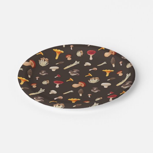 paddenstoelpatroon papieren bordje (Gekanteld)