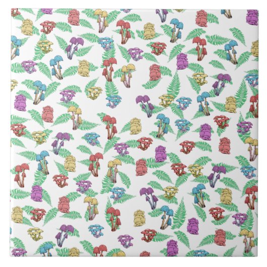 Paddenstoelpatroon Tegeltje (Voorkant)