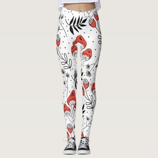 Paddenstoelschimmels: Natuur lijn kunst Leggings (Voorkant)