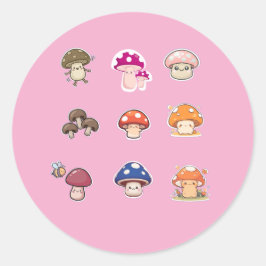 Paddenstoelstickers Ronde Sticker