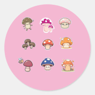 Paddenstoelstickers Ronde Sticker