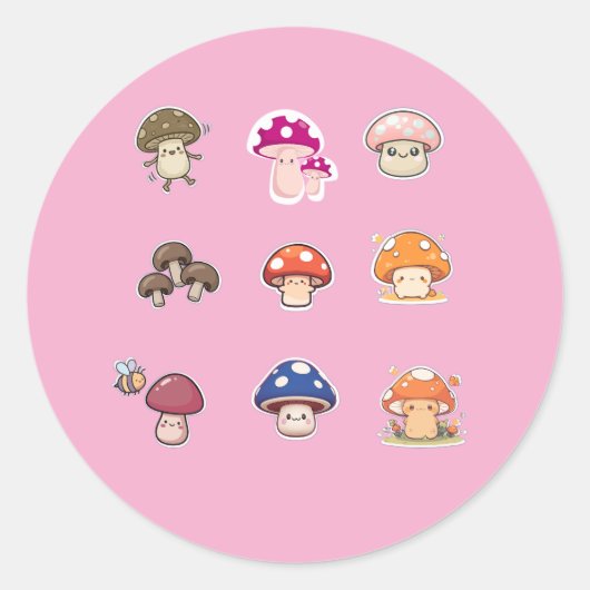 Paddenstoelstickers Ronde Sticker (Voorkant)