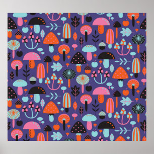 Paddenstoelvariëteit:  illustratie poster