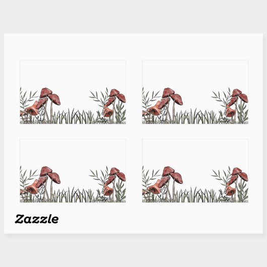 paddenstoelveld rechthoekige sticker (Vel)