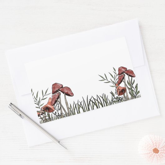 paddenstoelveld rechthoekige sticker (Envelop)