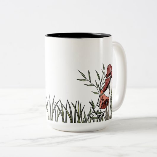 paddenstoelveld tweekleurige koffiemok (Voorkant rechts)