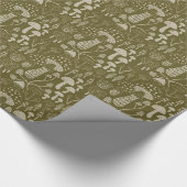 Paddenstoelverlichting (groen en crème) cadeaupapier (Hoek)