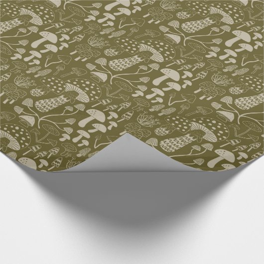 Paddenstoelverlichting (groen en crème) cadeaupapier (Hoek)