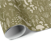Paddenstoelverlichting (groen en crème) cadeaupapier (Rol Hoek)