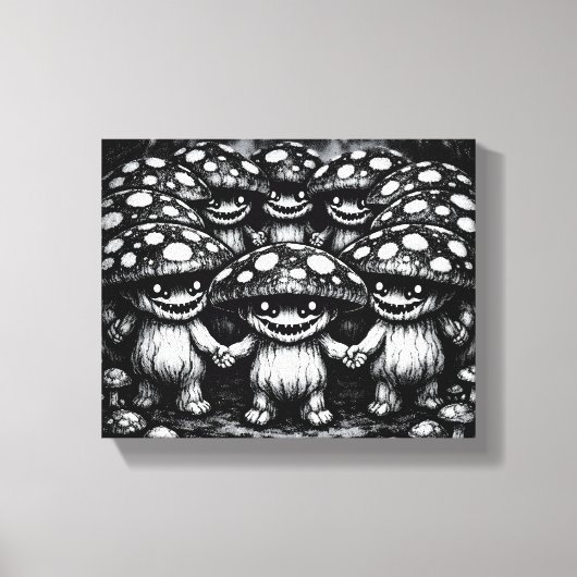 Paddenstoelvolk • Boswezens door BurnsInHell Canvas Afdruk (Voorkant)