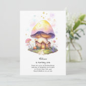 Paddestoel 1e verjaardag uitnodiging (Staand voorkant)