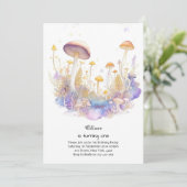 Paddestoel 1e verjaardag uitnodiging (Staand voorkant)