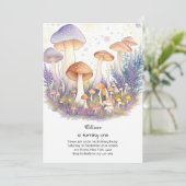 Paddestoel 1e verjaardag uitnodiging (Staand voorkant)