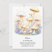 Paddestoel 1e verjaardag uitnodiging (Voorkant)