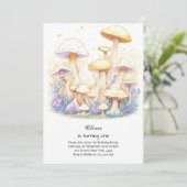 Paddestoel 1e verjaardag uitnodiging (Staand voorkant)