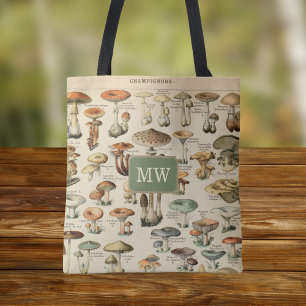 paddestoel aangepaste monogram boek tote bag