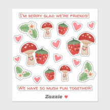 Paddestoel Aardbei Valentijn Sticker Blad