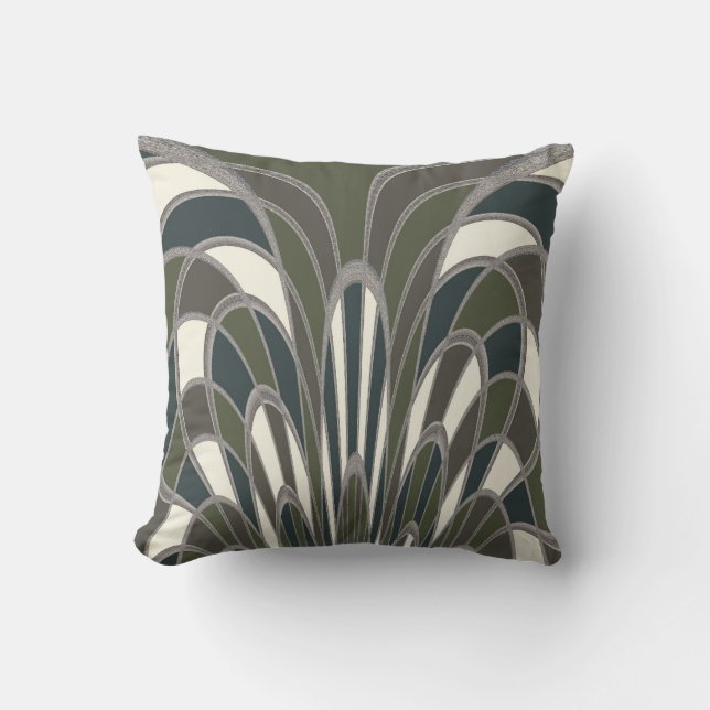 Paddestoel Abstract - Art Deco - Moss Kussen (Voorkant)