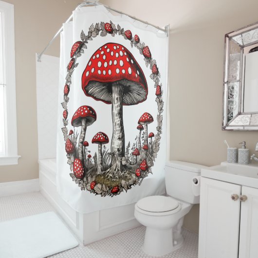 Paddestoel agarische schimmel plant douchegordijn (In situ)