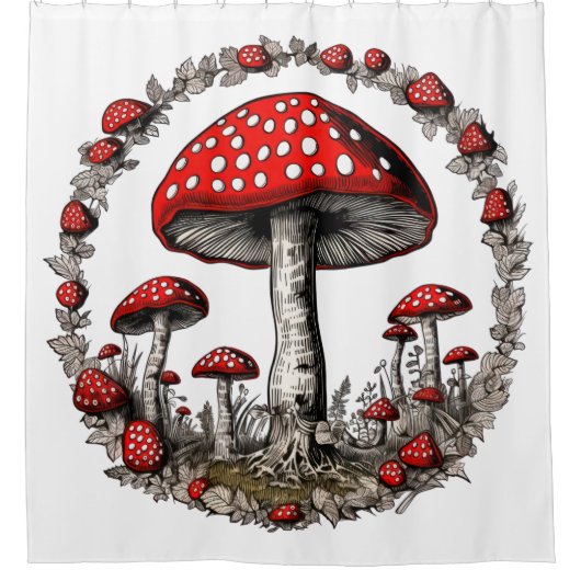 Paddestoel agarische schimmel plant douchegordijn (Voorkant)