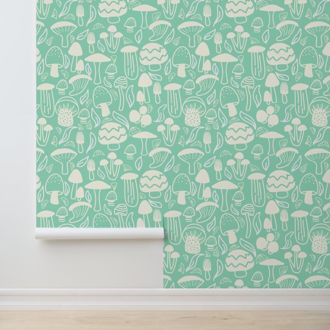 Paddestoel Aqua Behang (Applicatie)