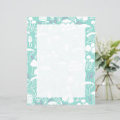 Paddestoel Aqua briefpapier (Staand voorkant)