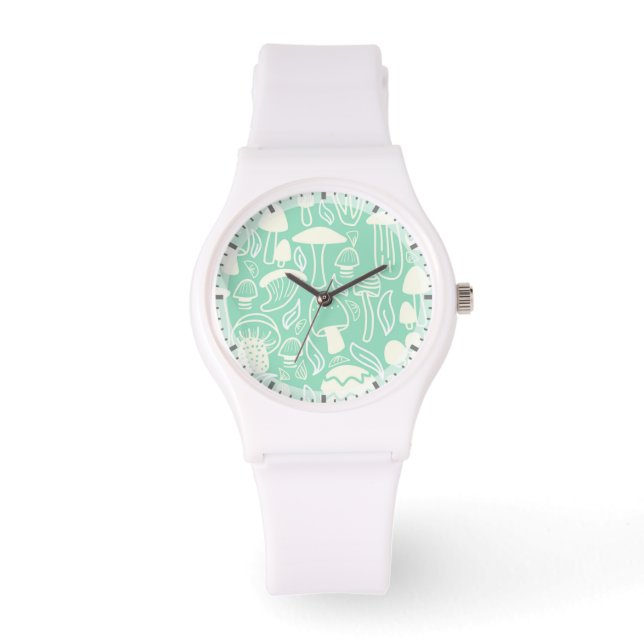 Paddestoel Aqua Cream Horloge (Voorkant)