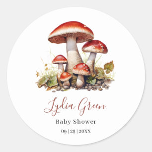 Paddestoel Baby shower, geslachtsneutraal Baby sho Ronde Sticker