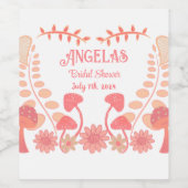 Paddestoel Bloemen Bruid Tribe Bachelorette Peach Wijn Etiket (Enkel label)