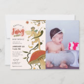 Paddestoel Bos fee meisje foto 1e verjaardag Kaart (Voorkant)