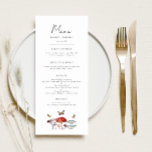 Paddestoel bruiloft diner menu<br><div class="desc">Rustieke huwelijksdiner menukaart met waterverf illustratie van paddenstoelen en motten.</div>