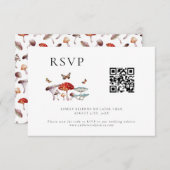 Paddestoel bruiloft QR-code RSVP-kaart RSVP Kaartje (Voorkant / Achterkant)