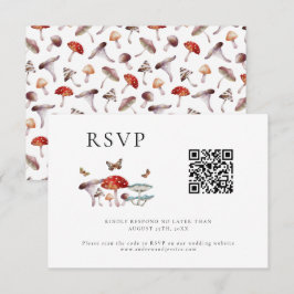 Paddestoel bruiloft QR-code RSVP-kaart RSVP Kaartje