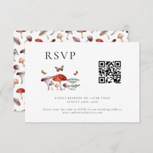 Paddestoel bruiloft QR-code RSVP-kaart RSVP Kaartje