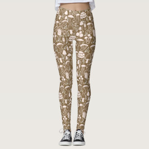Paddestoel bruine crème leggings