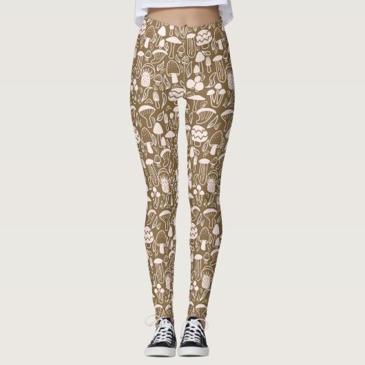 Paddestoel bruine crème leggings (Voorkant)