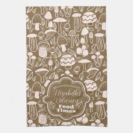 Paddestoel bruine crème theedoek (Verticaal)