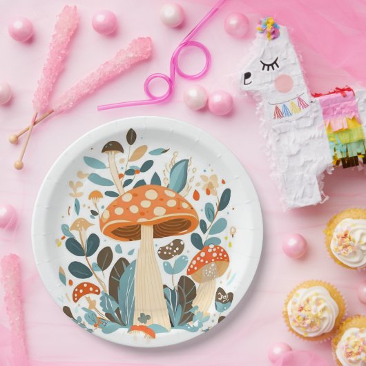 Paddestoel dag magie papieren bordje (Feest)