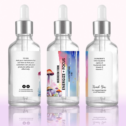 Paddestoel Dropper Flacon Product Labels