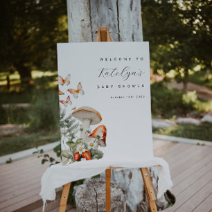 Paddestoel en aardbeien Baby shower Welkomstbord Poster