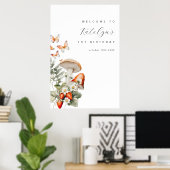 Paddestoel en aardbeien Verjaardag Welkomstbord Poster (Thuiskantoor)