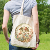 Paddestoel en Bloemen Canvas tas
