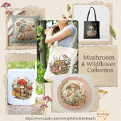 Paddestoel en Bloemen Canvas tas