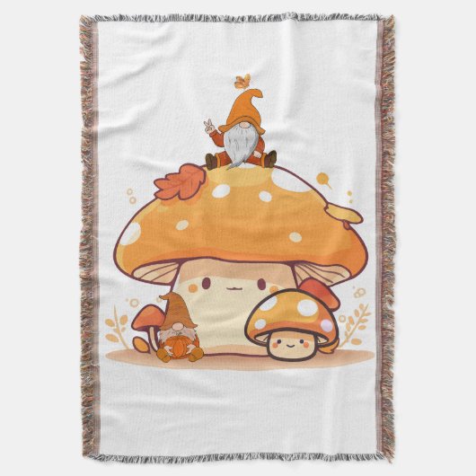 Paddestoel en Gnome Herfst Deken (Voorkant Verticaal)