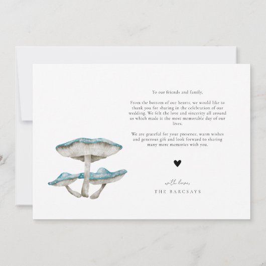Paddestoel en mot bruiloft bedankkaart (Achterkant)