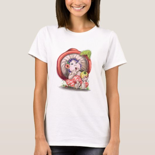 Paddestoel en Rups Grappig T-shirt (Voorkant)
