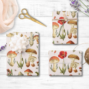  Paddestoel en Wildflower Pattern Inpakpapier Vel