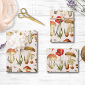 Paddestoel en Wildflower Pattern Inpakpapier Vel