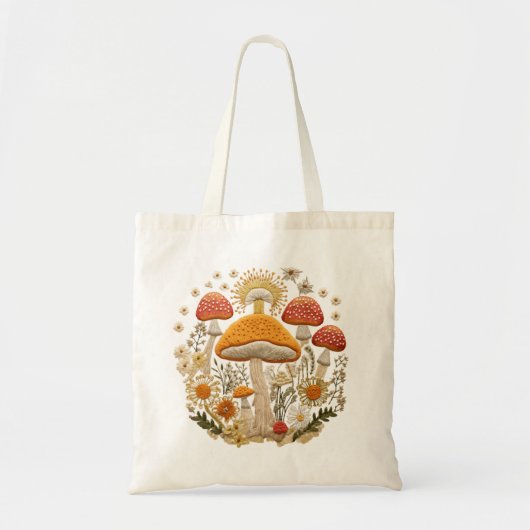 Paddestoel en Wildflower Tote Bag (Voorkant)