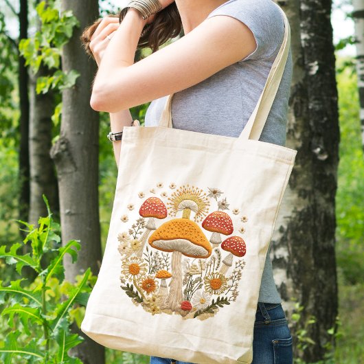 Paddestoel en Wildflower Tote Bag